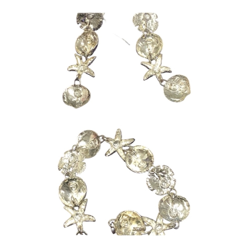 Vintage 925 Sterling Silver Sea Life Collection Bracelet and Earrings Set - Picture 6 of 10